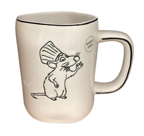 Rae Dunn Disney Pixar Ratatouille Coffee Mug, Black & White Remy - Chef's Kiss