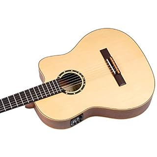 Ortega Guitars Guitare Electro-acoustique Concert Thinline – Série Family – Manche Fin – Housse incluse – acajou / table épicéa (RCE125SN) - Les Beatles, Paul McCartney, John Lennon, RIngo Starr, George Harrison Ortega Guitars Guitare Electro-acoustique Concert Thinline - Série Family - Manche Fin - Housse incluse - acajou / table épicéa (RCE125SN) – Image 4