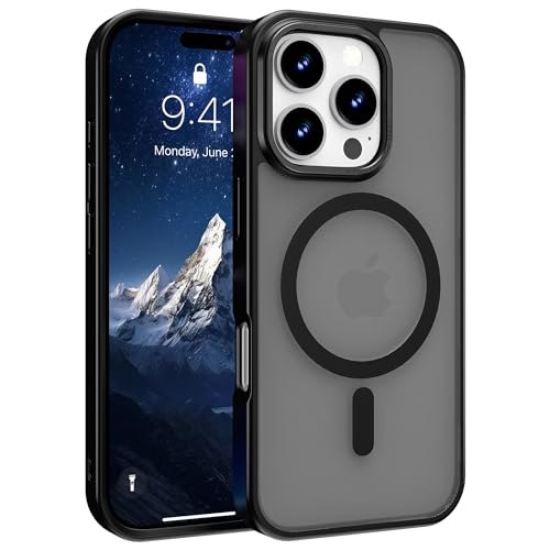 Image of Magnetic iPhone 16 Pro case,Compatible with Magsafe, Military-Grade Protection,Slim Translucent Matte Shockproof with Anti-Scratch Anti-Fingerprint Phone Cover (Black, iPhone 16 Pro)