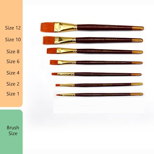 Image of polo Synthetic Hair Flat Brush Set - 7 Piece Collection | Professional Flat Artist Brushes for Acrylic, Watercolor, Oil Painting | Durable, Precise, a