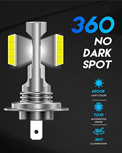 Novsight H7 Led Headlight Bulbs, Fanless 1:1 Mini Size H7 Led Bulbs, No Adapter Required High Low Beam Halogen Replacement, 6500K Cool White Direct Installation, Pack Of 2 #TOP6