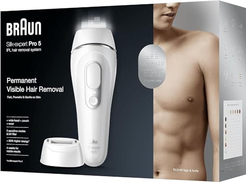 Braun Silk-expert Pro 5 Depiladora Hombre Luz Pulsada IPL, Cabezal de Precisión Ancho y Maquinilla Afeitar Gillette Body, Alternativa a la Depilación Láser en Casa, PL 5145, Última Generación, Blanca - imagen 9
