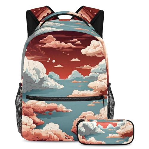 Sac à dos nuages colorés aux finitions soignées pour adolescents