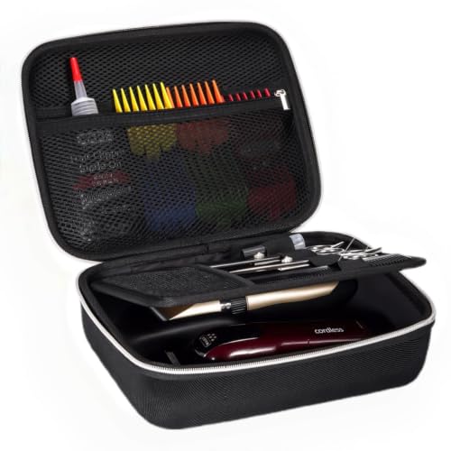 ProCase Barber Case Travel Carrying Clipper Case for Hair Clippers, Hair Cutting Supplies Holder Trimmer Organizer Storage Bag for Men Razor Guard Grooming Kits -Black