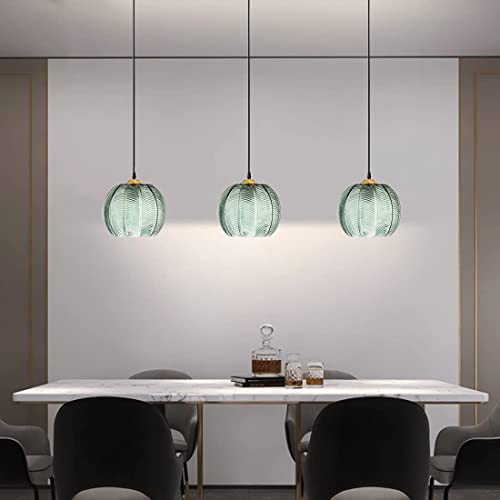 Suspension en verre 3 lampes Bépuzz design citrouille verte - 3