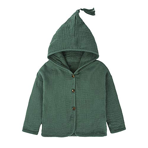 Image of AYIYO Baby Hoody Shirt Toddler Little Girls Boys Cotton Linen Hooded Jacket Botton Outwear