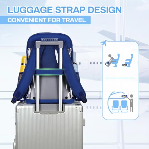 Image of MUSEVOS Clear Backpack, Heavy Duty See Through Book Bag for Work, Security, Concerts, College Transparent PVC bookback Stadium Approved, Navy Blue
