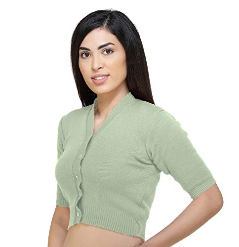 Image of Women Winter Wear V-Neck Half Sleeves Regular Fit Woollen Blouse