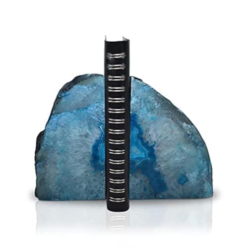 Nature's Decorations Teal Agate Bookends - A-Quality Large Heavy Duty Geode, Turquoise & Aqua Visual Accent Decor, Crystal Gift, 1 Pair (4-6 lbs)