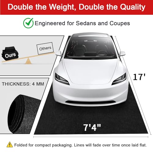 Heavy-Duty Garage Floor Mat 17' x 7'4" - Waterproof Garage Flooring for Cars & SUVs, Durable Garage Mats for Floor, Oil Spill Resistant Garage Mat, Easy-to-Clean Garage Rug for Floor, Oil Change Mat by Golener - Image 2