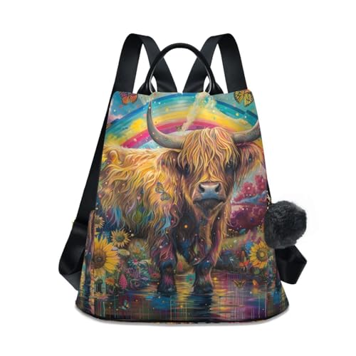 Sac à dos vache Highland arc-en-ciel pour exprimer votre originalité au quotidien