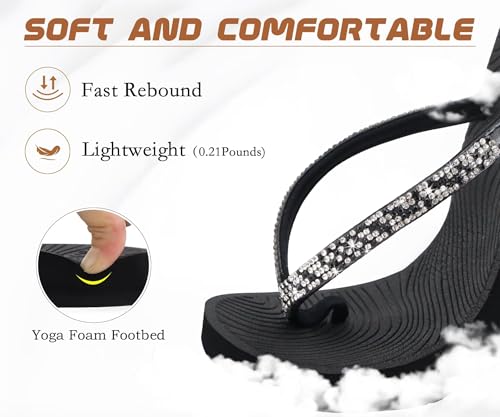 Image of KuaiLu Women's Rhinestone Flip Flops Arch Support Yoga Mat Cushion Sandals