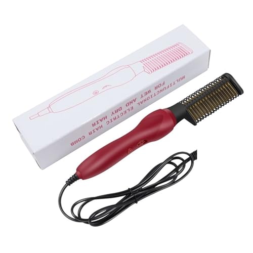 2 in 1 raddrizzatore for capelli Pennello Professionale Combino for pettine for parrucchieri for parrucche for capelli Strumenti for lo styling pettine Per uso fai da te(Rot)