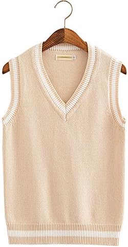 Amazon Co Jp Shalypoly シャリポリ Vネック ニットベスト スクールセーター オフィス 制服 ニットセーター 綿 ニット トップス コットンニット スクールベスト コスプレ衣装 高校生 中学生 通学 ホビー