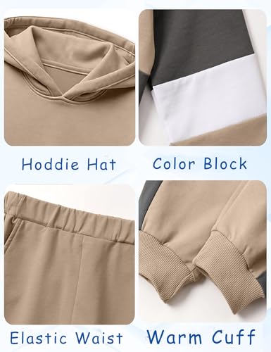 Image of Boys Clothes Long Sleeve Color-blocked Hoodie Top and Pants 2PCS Winter Sweatsuits Fall Boys Outfits 2-8 Years