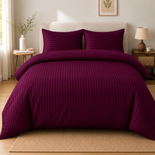 Image of Castiqa Premium Glace Cotton Satin King Size Stripes Pattern Quilt Cover /Duvet Cover /Rajai Cover /Blanket Cover with Zipper Closure (Wien, Single Bed (60x90 inch))