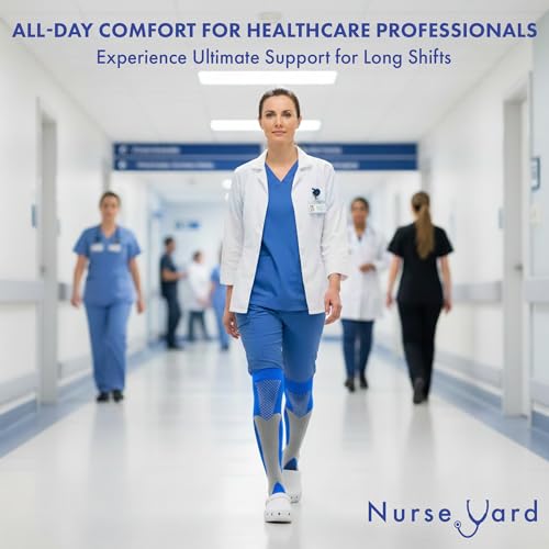 Image of Nurse Yard Compression Socks for Nurses - Women & Men - 20-30mmHg Graduated Compression, Zero-Toe Compression, For Medical Staff, Nursing, Athletic Support Such As Running, Cycling, Hiking - 1 Pair