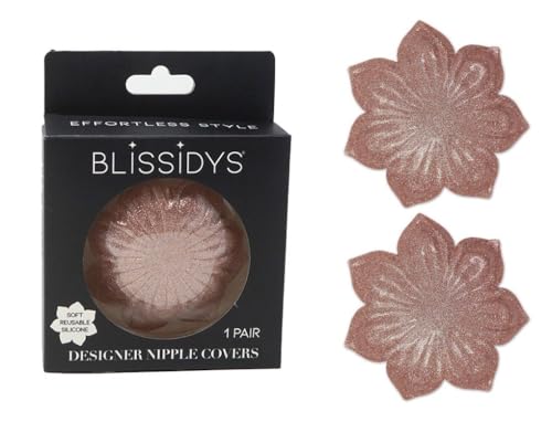 Blissidys Hollywood Reusable Nipple Covers for Women, Silicone Adhesive Nipple Petal Covers, One Size (Rose Gold)