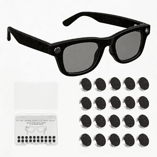 LED Light Blocking Stickers for Ray-Ban Meta Wayfarer, Skyler & Headliner (Gen 2) & Oakley Meta Smart Glasses Accessories, Discreet Recording Covers, No-Residue Adhesive, Camera Safe, 20PCS