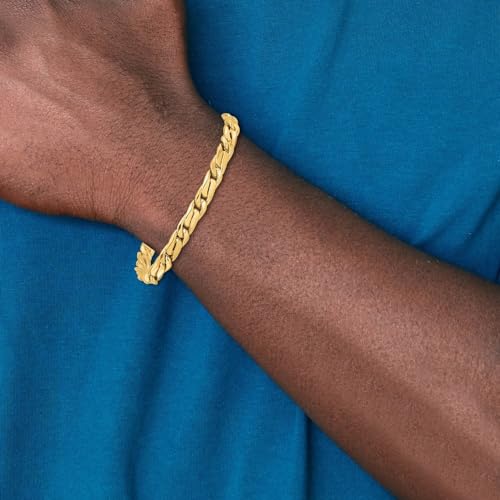 14K Yellow Gold Men's Polished Link Chain Bracelet for Men 8.5"", AFJ-QG-LF1328-8.5-MP3