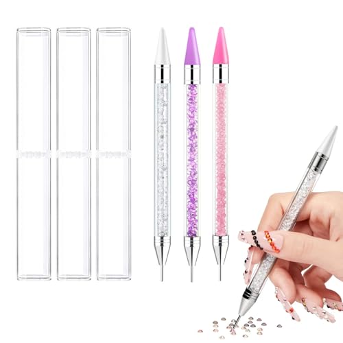 YFFSFDC ラインストーンピッキングペン ダイヤモンドペインティングペン ネイルデザイン ネイルデコレーションペン デコレーションツール ダイヤモンドアートペン ネイル用品 デコレーションツール 点描 レジンペン ジェルネイル対応 (ピンク+ホワイト+