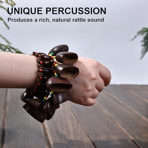 Image of 2 Pcs Cacho Seed Rattle Bracelets, Nature Sound African Nut Seed Shell Wrist Shaker Dance Anklets Bell