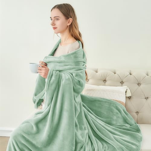 Image of BEDELITE Fleece Blanket King Size Blankets for Bed, Luxury Plush Cozy Fuzzy Blanket 108x90 inches, Super Soft Warm Lightweight Throw Blanket All Seasons Suitable, Mint Green