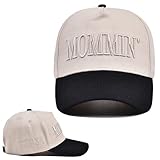 YiCoogius Mommin Trucker Hat for Women Men Vintage Embroidered Mom Baseball Cap Adjustable Canvas Vintage Hat for Casual Wear Beige