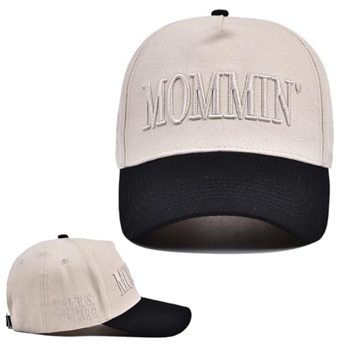 Image of Mommin Baseball Cap for Women Men Vintage Embroidered Mom Trucker Hat Adjustable Canvas Vintage Hat for Casual Wear