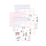 Little Treasure Hudson Baby Cotton Poly Flannel Receiving Blankets Multipack, Pink Winter Forest, 30x30 inches