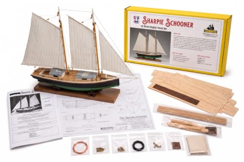 Midwest Sharpie Schooner Model Ship Kit 1:32 Scale Wooden Sailing Ship Building Kit for Adults DIY Woodcraft Assembly Kit