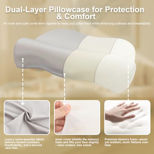 Oreiller pour dormir sur le dos en mousse à mémoire de forme thermorégulatrice confortable - 5