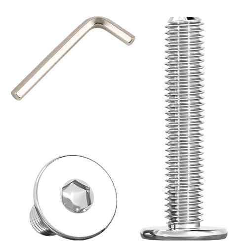Vis Inox Tete Plate avec Bride, M8x50mm Boulons à Tête Plate Hexagonale Sont Utilisées Dans Les Meubles et Les Machines, en Acier Inoxydable 304 (15 Pièces)
