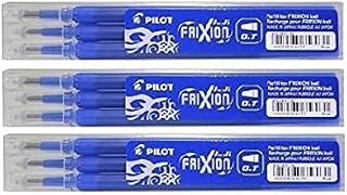 Pilot Blue Frixion Rollerball Erasable Pens Pen Refills Replacement Spare Ink BLS-FR7 (9 Refills) Packaging May Vary