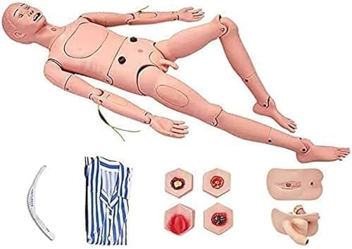 KNOBCO Manikin, Life Size Patient Care Manikin CPR Simulator Men and Women Interchangeable for Students Education Teaching Nursing Training Skills(Male)
