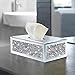 Wocred Rectangular Mirrored Tissue Box Cover,Crystal Crushed Diamond Tissue Box,Silver Luxury Tissue Holders for Either Tissues in a Bathroom or Napkins on a Table.(10”x5.7”x4”)