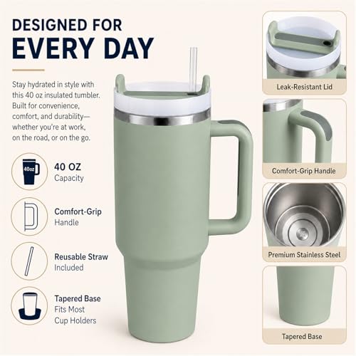 Image of Pandance 4 Pack 40 oz Tumbler with Handle and Straw Bulk, Pastel Mix