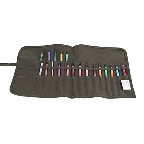 HERCHR Bolsa enrollable para pinceles de pintura de 48 x 30 cm (18,90 x 11,81 pul), con 30 orificios. Estuche organizador para pinceles de óleo, bolígrafos y otras herramientas de artista