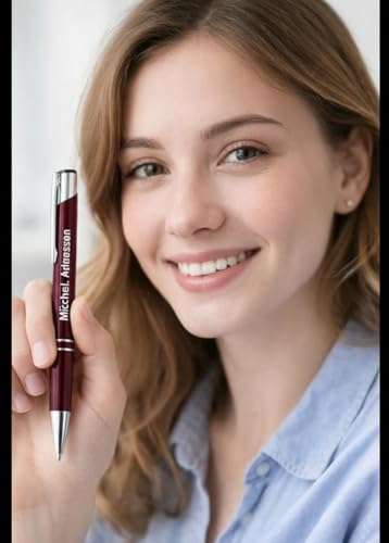 Image of KRYPTAR Personalized Maroon Metal Ballpoint Pen | Custom Name Engraved StylePan2 Writing Pen | Office Stationery for Professionals (Pack of 1)