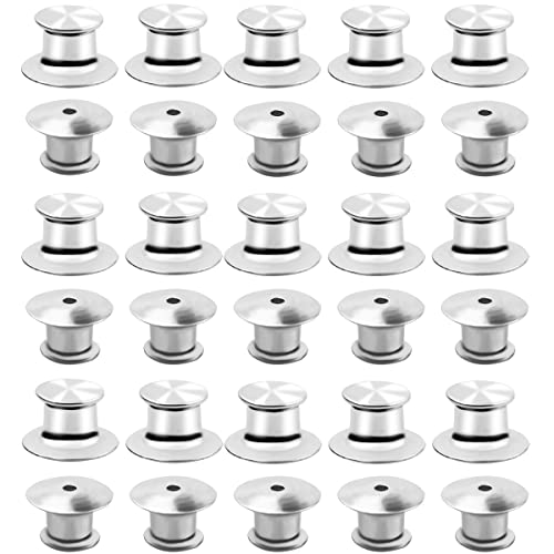 yuntop 30 Pieces Metal Locking Pin Backs Locking Pin Keepers Locking Backs for Disney Pins Locking Clasp Lapel Pin Backs Locking No Tool Required Suitable for Broochs Badge Brooch (Silver) (203090)