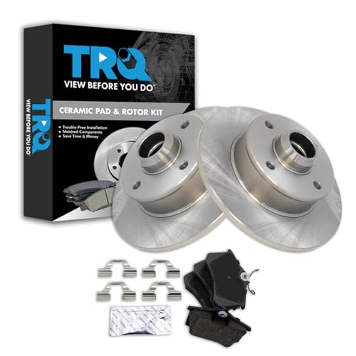 Image of TRQ Rear Brake Pad and Rotor Set Ceramic Compatible with 1997-1999 Volkswagen Jetta