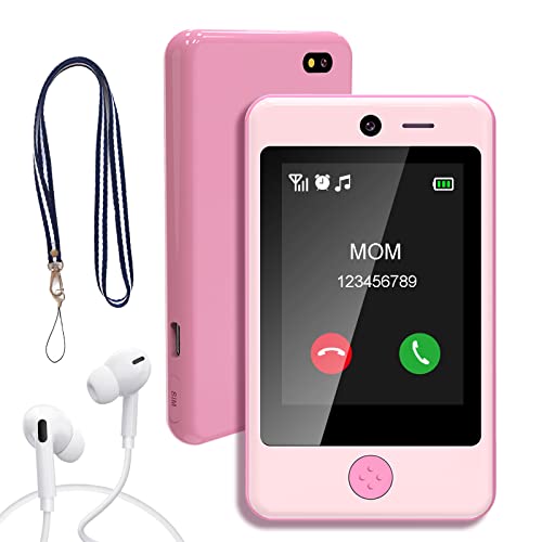 PTHTECHUS Kids Smart Phone for Girls & Boys - 2G Touchscreen Learning Toy with Camera, Music Player, Games, Alarm Clock, Educational Gift for Ages 4-10 PINK