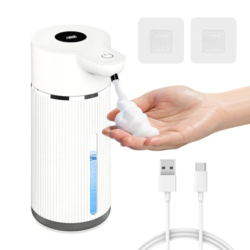 NXPUXP Dispenser Sapone Automatico,420 ML USB Ricaricabile Dosatore Sapone Schiuma,con Sensore di Movimento Infrarossi,Impermeabile IPX5,Adatto per Cucina,Bagno(V2)