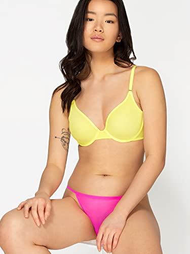 Smart & Sexy Women's Sheer Mesh Demi Underwire Bra, Electric Yellow, (38) 38Ddd #TOP1