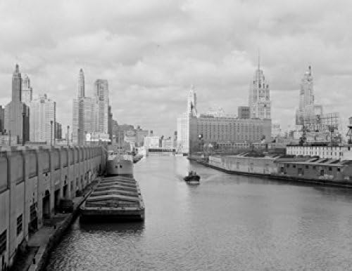 Póster de Illinois Chicago Chicago Chicago edificio Wrigley Tribune Tower y Sheraton Hotel en fondo (18 x 24)