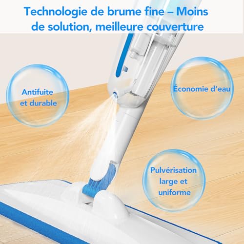 Balai Spray Enigma 137 cm avec 3 Pads lavables, Utilisation sèche et Humide, réservoir Rechargeable, Conception Ergonomique pour sols durs : stratifié, Bois, carrelage, marbre et Vinyle. – vue 6