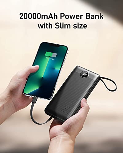 VEEKTOMX Powerbank 20000mAh Power Bank mit integrierten Kabeln USB C Externe Handyakkus mit 5 Ausgängen & 2 Eingängen Reise Gadgets Akkupack Kompatibel mit iPhone, Samsung, Huawei, Xiaomi, iPad – Bild 4