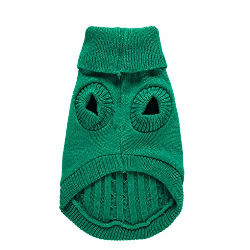 Image of Dog Sweater Soft Warm Turtleneck Knitted Clothes for Small Medium Large Pet | Comfy Wool Knit, Turtleneck & Classic Design, Easy on /off, Warm Winter Girls Boys Dogs Christmas Sweaters, Green, M