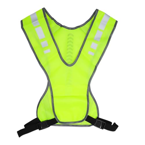TMZELOA chaleco reflectante chaleco seguridad chaleco alta visibilidad – chaleco ciclismo reflectante, ajustable, transpirable, con bolsillo, unisex – Para moto, correr, senderismo, verde fluorescente