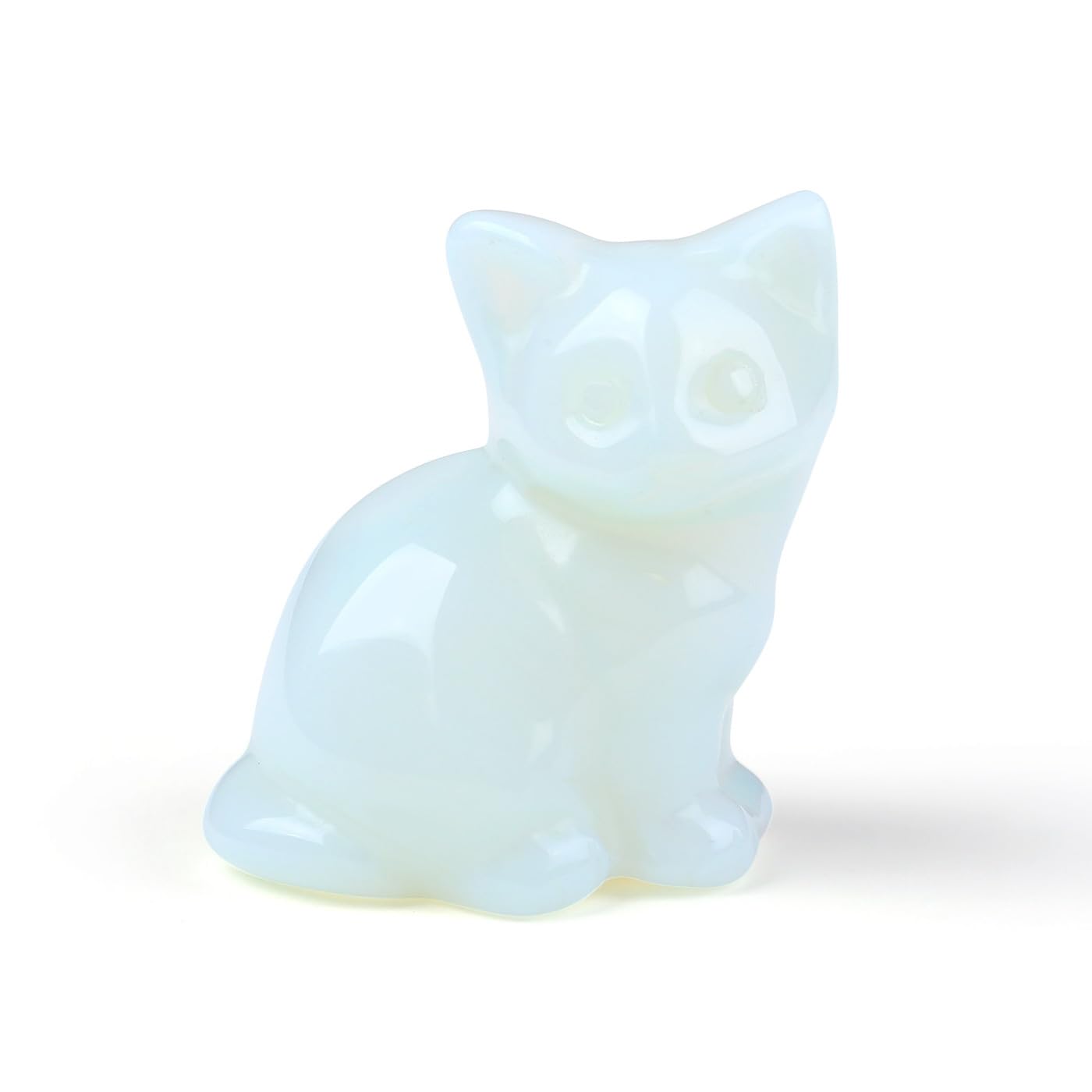 Sahoottie Katzen Deko Opal Katze Figur Blaue Kristalle Stein